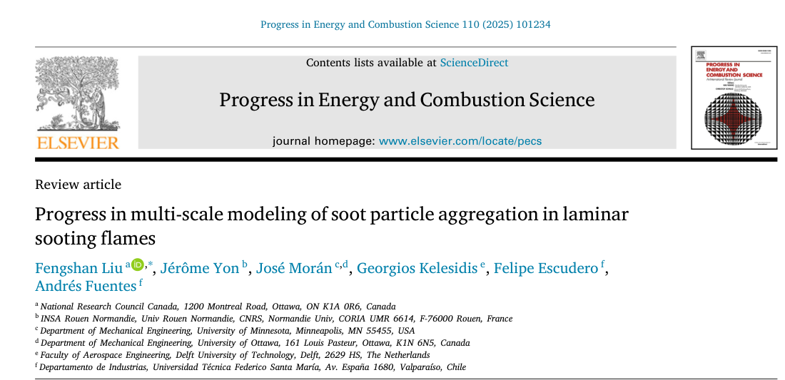 New publication: “Progress in multi-scale modeling of soot particle aggregation in laminar sooting flames”